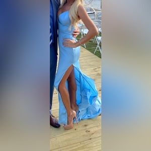 Light Blue Gown with high slit Sz XS/Small